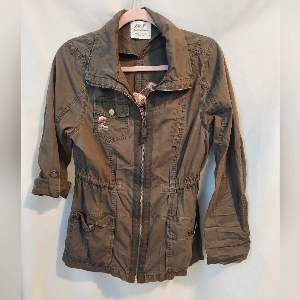 A. Byer Women's Dark Olive Green Jacket with Embroidered Details - Picture 1 of 8